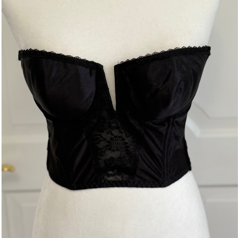 Smoothie BackLess Longline Strapless Bra Women 36A Black Corset Bustier